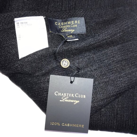 New NWT Charter Club 100% CASHMERE Black Scarf, Ribbed, Warm, Luxury Great Gift - Picture 8 of 8